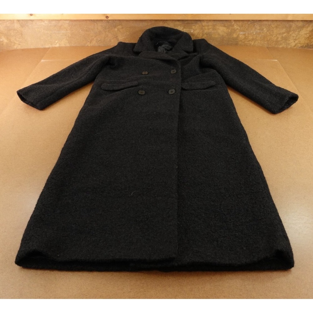 Pretty Little Thing Womens Size 4 Black Wool Look Double Breasted Maxi Coat NWT